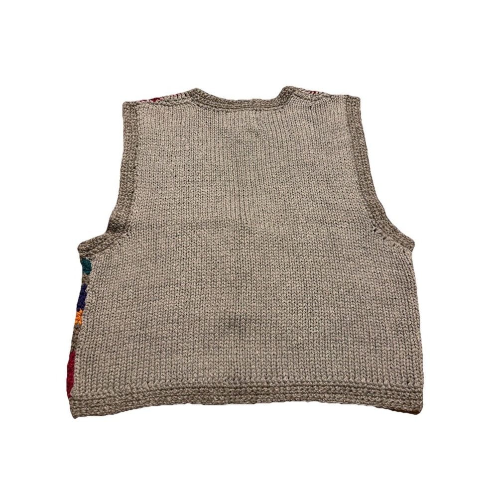 Jack Winter Vintage Hand Crochet Silk Blend Gray Striped Button Sweater Vest M - Picture 4 of 9